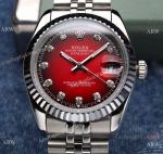 Clone Rolex Datejust Red Dial Stainless Steel Jubilee Watches